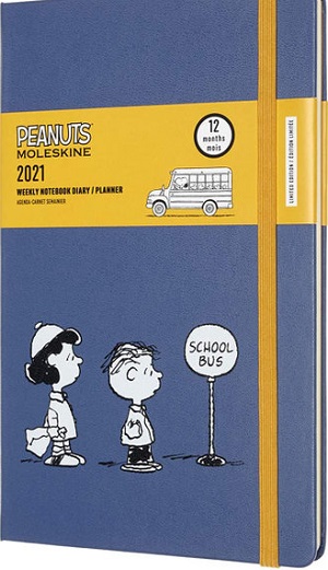 Agenda semanal gde azul 2021 Peanuts autobús